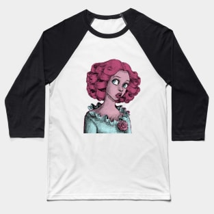 Sketch Style Circus Clown Girl with Pink Hair Baseball T-Shirt